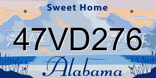 47VD276 Alabama License Plate