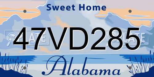 47VD285 Alabama License Plate