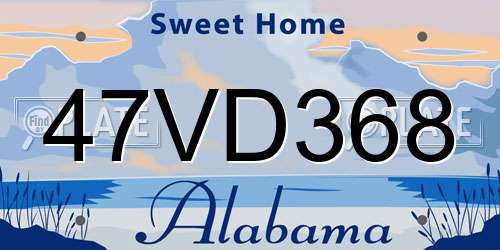 47VD368 Alabama License Plate