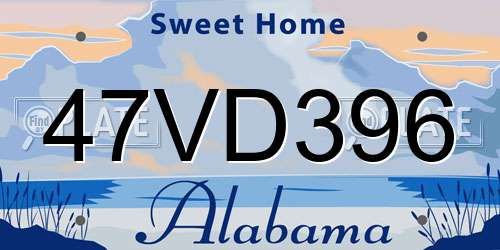 47VD396 Alabama License Plate