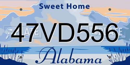 47VD556 Alabama License Plate