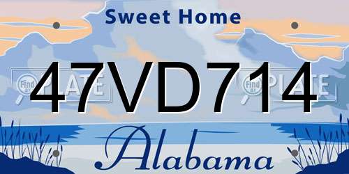 47VD714 Alabama License Plate