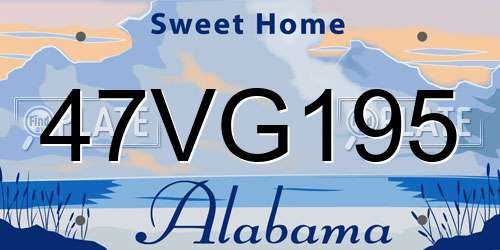 47VG195 Alabama License Plate
