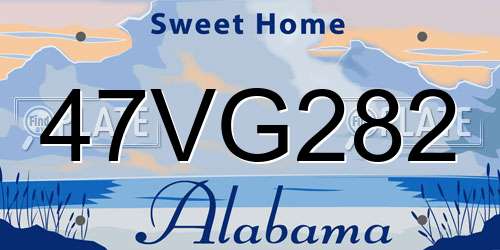 47VG282 Alabama License Plate