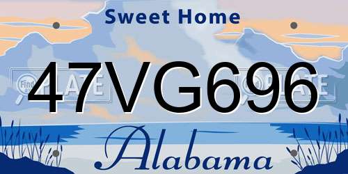47VG696 Alabama License Plate