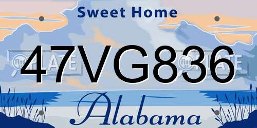 47VG836 Alabama License Plate