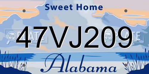 47VJ209 Alabama License Plate