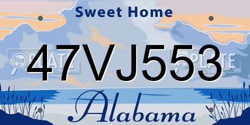 47VJ553 Alabama License Plate