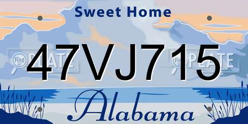47VJ715 Alabama License Plate