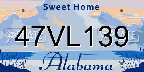 47VL139 Alabama License Plate