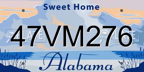 47VM276 Alabama License Plate