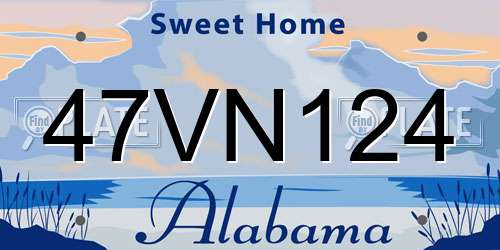 47VN124 Alabama License Plate