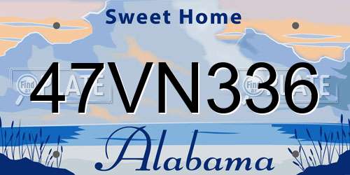 47VN336 Alabama License Plate