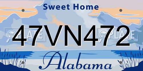 47VN472 Alabama License Plate