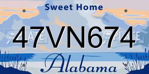 47VN674 Alabama License Plate