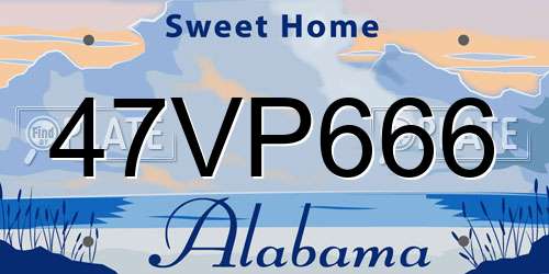 47VP666 Alabama License Plate