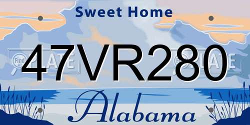 47VR280 Alabama License Plate