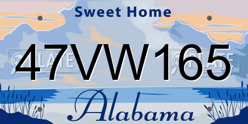 47VW165 Alabama License Plate