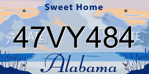 47VY484 Alabama License Plate