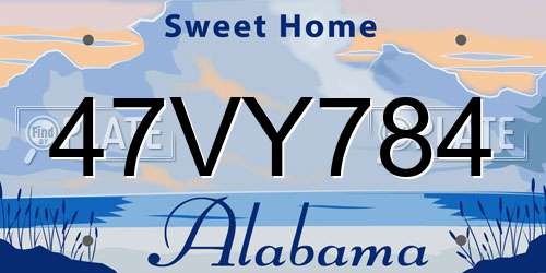 47VY784 Alabama License Plate