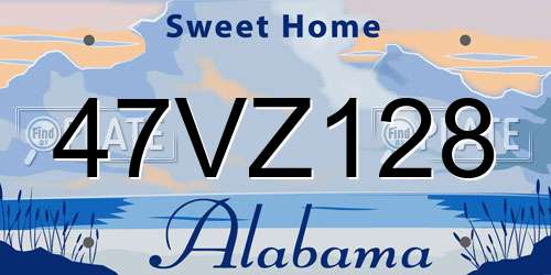 47VZ128 Alabama License Plate