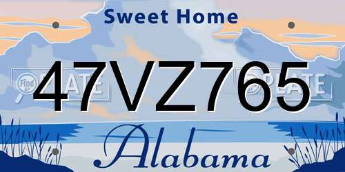 47VZ765 Alabama License Plate