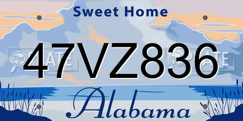47VZ836 Alabama License Plate