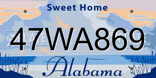 47WA869 Alabama License Plate