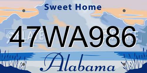 47WA986 Alabama License Plate