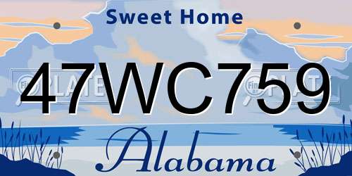 47WC759 Alabama License Plate