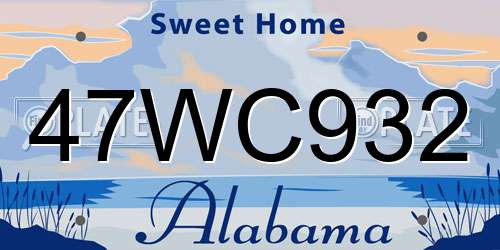 47WC932 Alabama License Plate