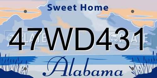 47WD431 Alabama License Plate