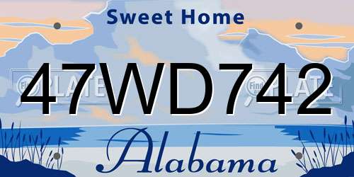 47WD742 Alabama License Plate
