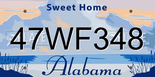 47WF348 Alabama License Plate