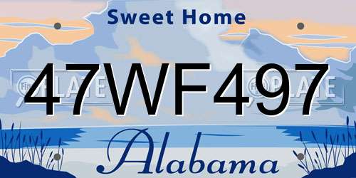 47WF497 Alabama License Plate