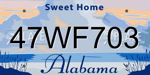 47WF703 Alabama License Plate
