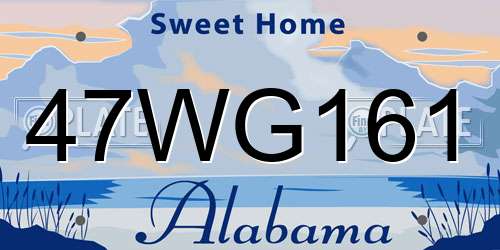47WG161 Alabama License Plate