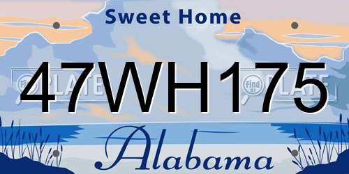 47WH175 Alabama License Plate