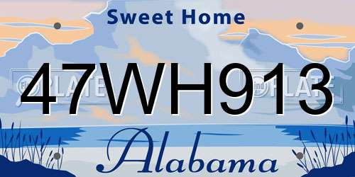 47WH913 Alabama License Plate