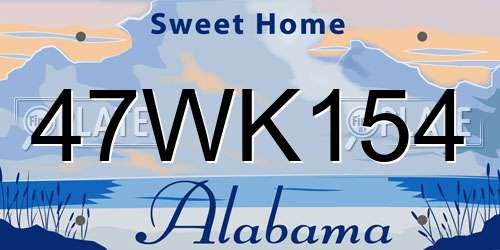 47WK154 Alabama License Plate