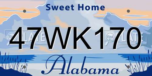 47WK170 Alabama License Plate