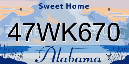 47WK670 Alabama License Plate