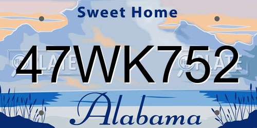 47WK752 Alabama License Plate