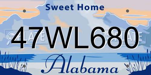 47WL680 Alabama License Plate