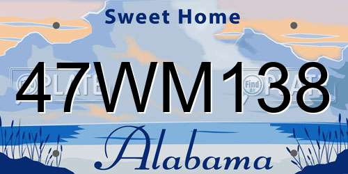 47WM138 Alabama License Plate