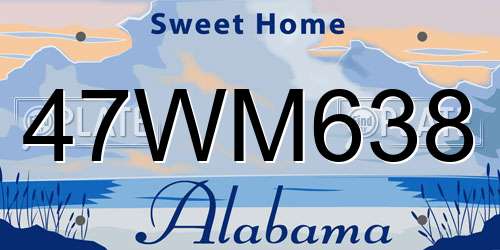 47WM638 Alabama License Plate