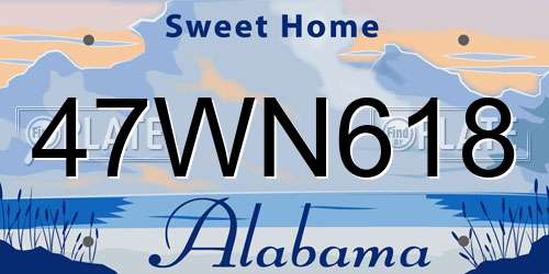 47WN618 Alabama License Plate