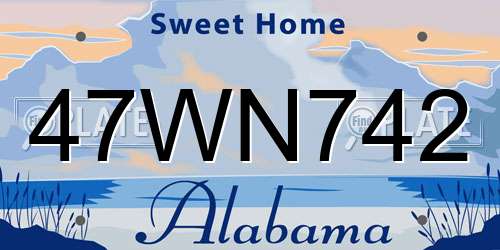 47WN742 Alabama License Plate