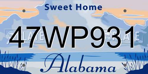 47WP931 Alabama License Plate