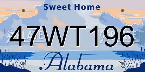 47WT196 Alabama License Plate